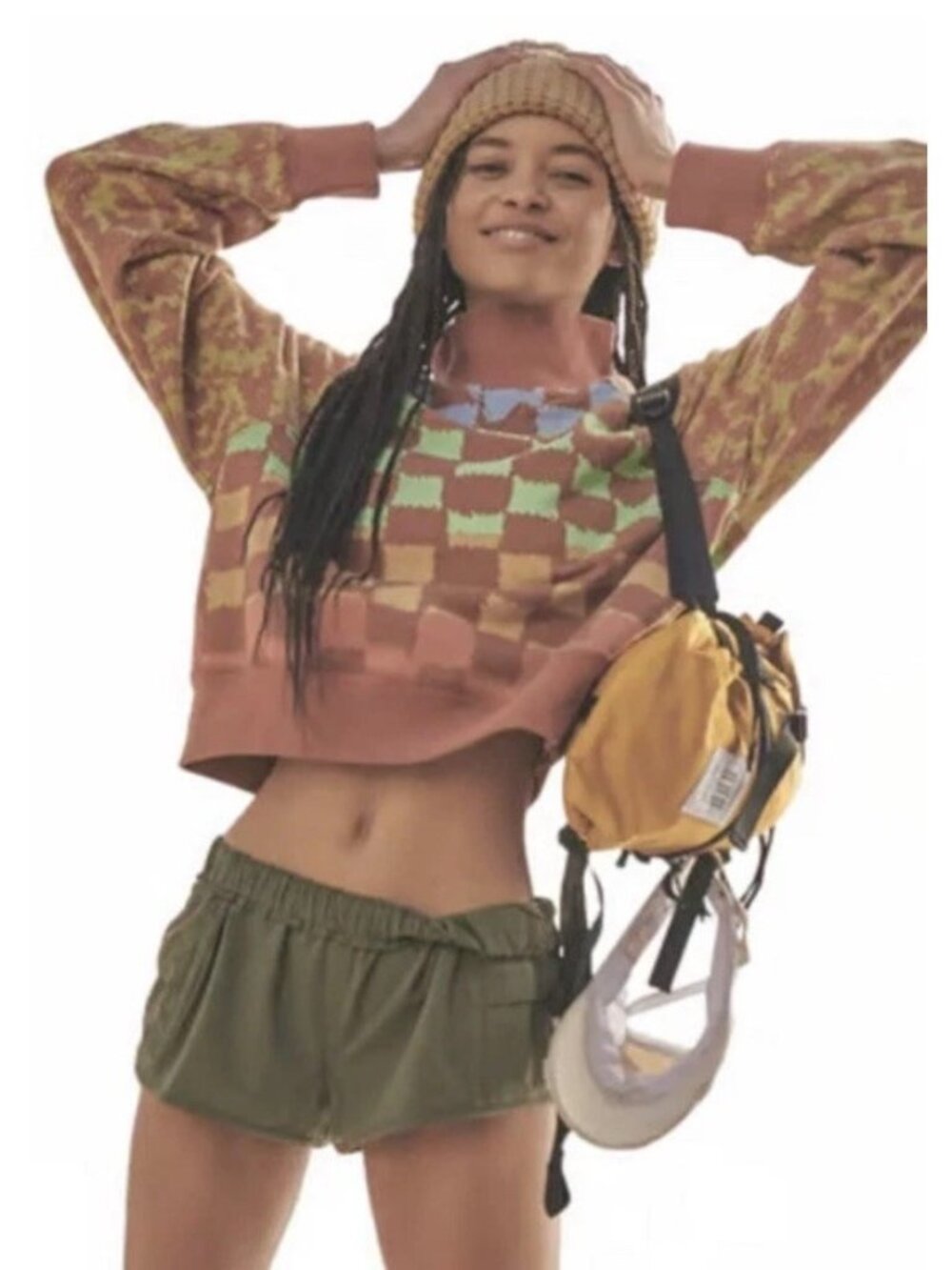 FREE PEOPLE MOVEMENT Good Times Printed Cropped Sweatshirt Pullover Medium